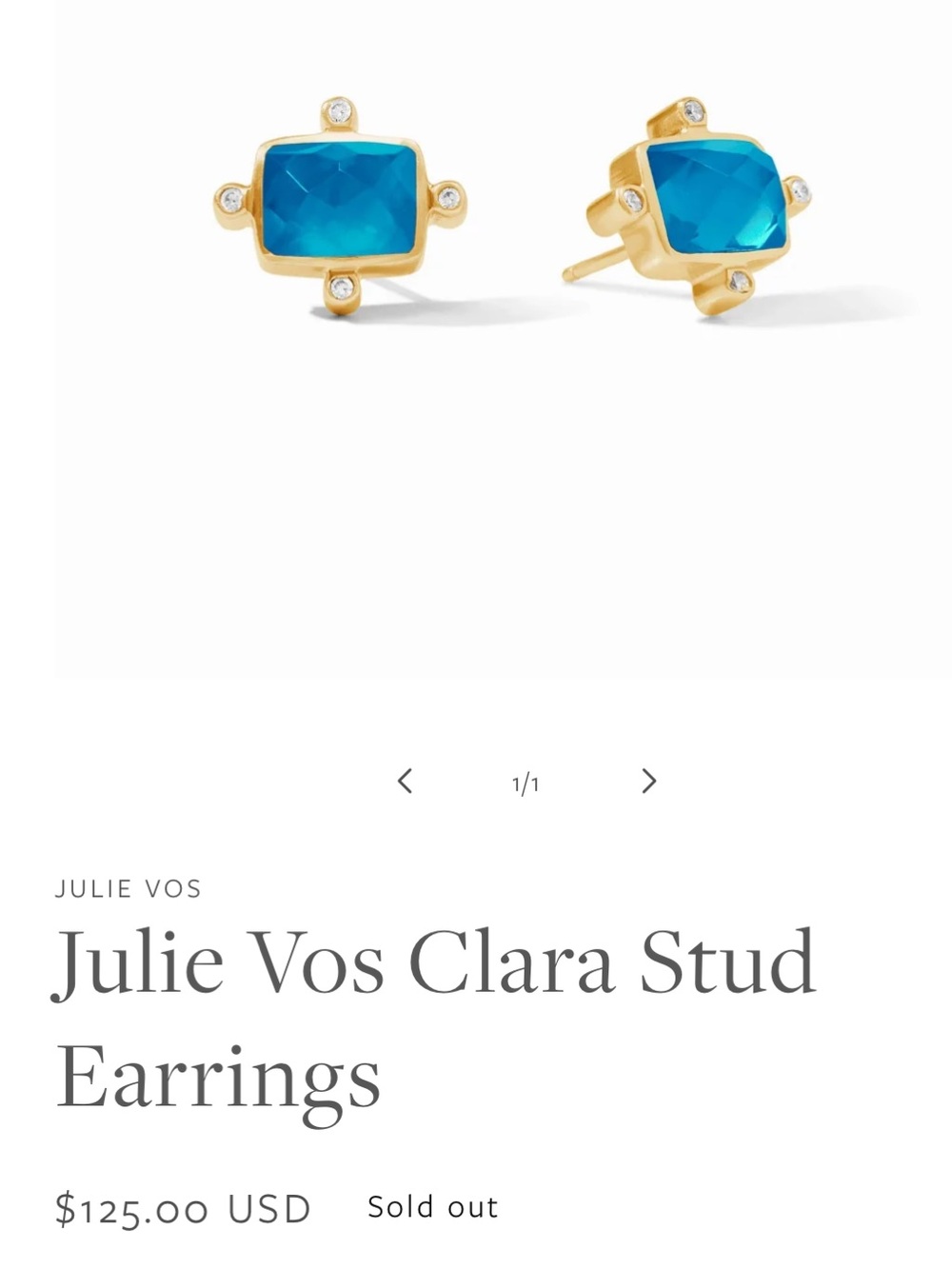 **EUC** Julie Vos Clara Stud Earrings -  Iridescent London Blue